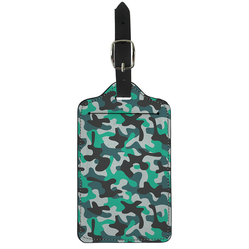 Teal And Black Camouflage Print Luggage Tag