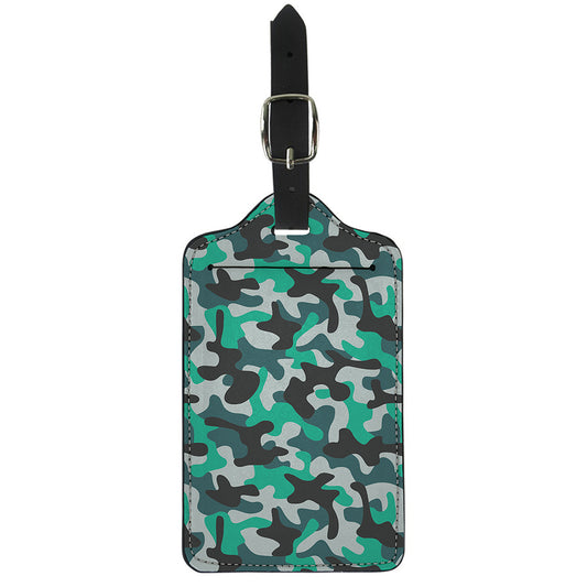 Teal And Black Camouflage Print Luggage Tag
