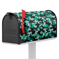 Teal And Black Camouflage Print Mailbox Cover