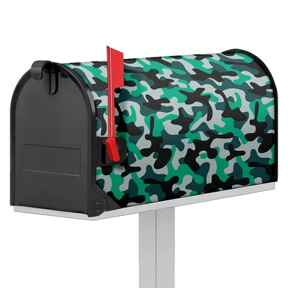 Teal And Black Camouflage Print Mailbox Cover