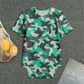 Teal And Black Camouflage Print Men's Bodysuit