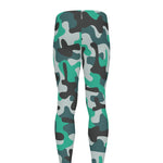 Teal And Black Camouflage Print Men's leggings