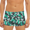 Teal And Black Camouflage Print Men's Short Boxer Briefs