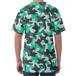 Teal And Black Camouflage Print Men's Velvet T-Shirt