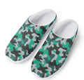 Teal And Black Camouflage Print Mesh Casual Shoes