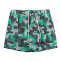 Teal And Black Camouflage Print Mesh Shorts