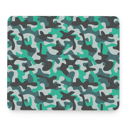 Teal And Black Camouflage Print Mouse Pad