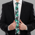 Teal And Black Camouflage Print Necktie
