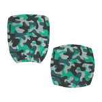 Teal And Black Camouflage Print Office Chair Cover