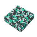 Teal And Black Camouflage Print Outdoor Seat Cushion Cover