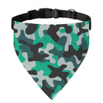 Teal And Black Camouflage Print Over The Collar Dog Bandana