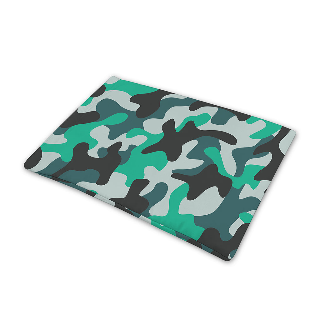 Teal And Black Camouflage Print Pet Cooling Mat Cover