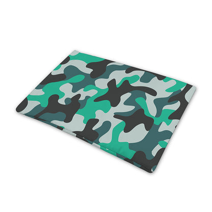 Teal And Black Camouflage Print Pet Cooling Mat Cover