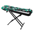 Teal And Black Camouflage Print Piano Keyboard Cover