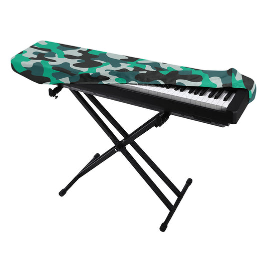 Teal And Black Camouflage Print Piano Keyboard Cover