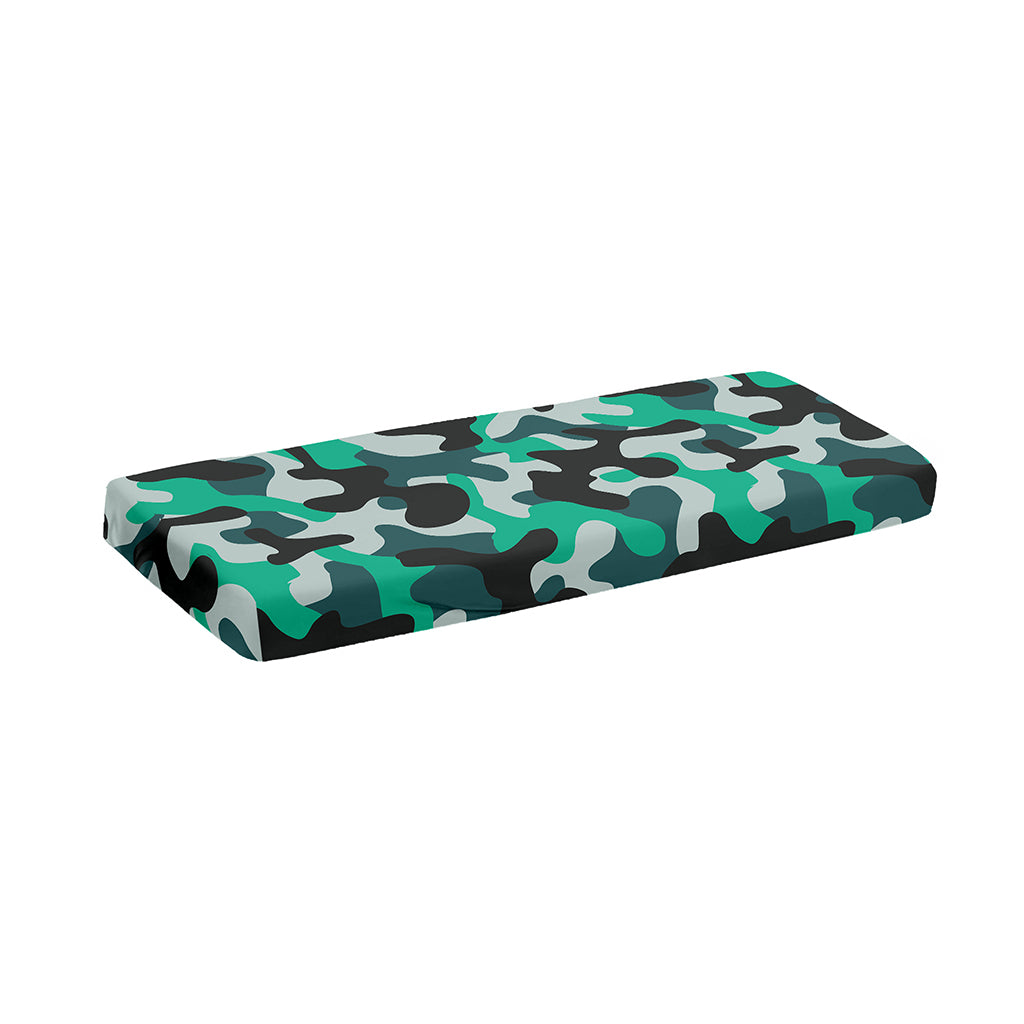 Teal And Black Camouflage Print Piano Keyboard Cover