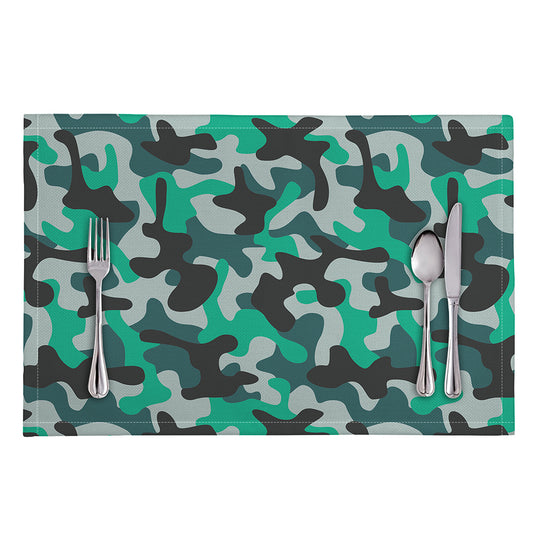Teal And Black Camouflage Print Placemat