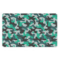 Teal And Black Camouflage Print Polyester Doormat
