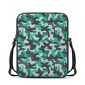 Teal And Black Camouflage Print Rectangular Crossbody Bag