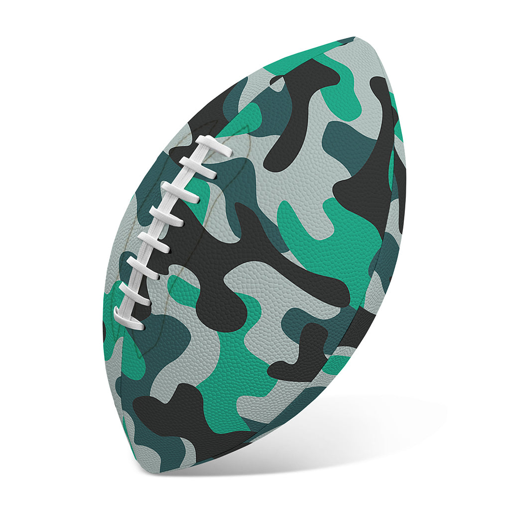 Teal And Black Camouflage Print Rugby Ball