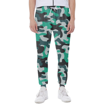 Teal And Black Camouflage Print Scuba Joggers