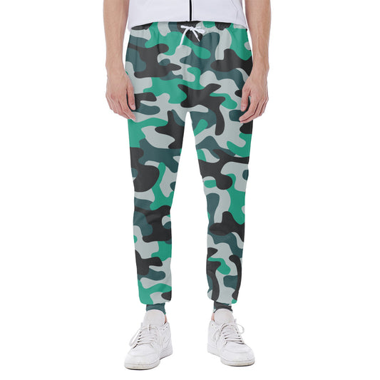 Teal And Black Camouflage Print Scuba Joggers