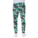 Teal And Black Camouflage Print Scuba Joggers