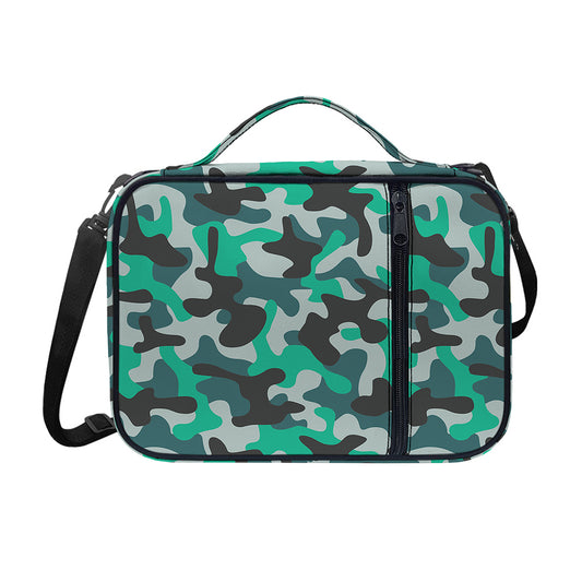 Teal And Black Camouflage Print Shoulder Strap Bible Bag