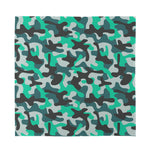 Teal And Black Camouflage Print Silk Bandana