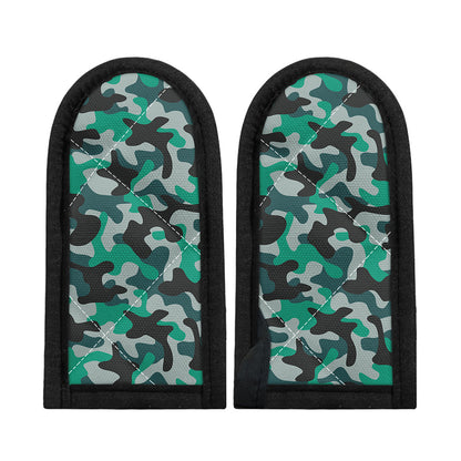 Teal And Black Camouflage Print Skillet Handle Cover