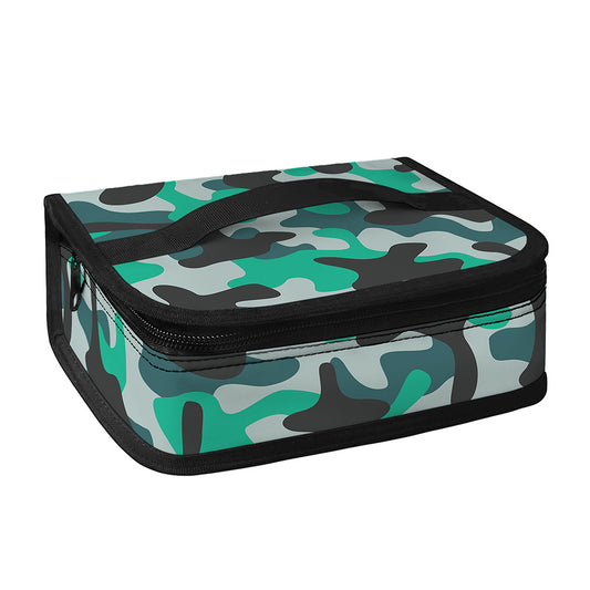 Teal And Black Camouflage Print Small Lunch Bag