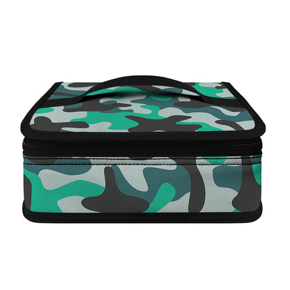 Teal And Black Camouflage Print Small Lunch Bag