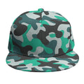 Teal And Black Camouflage Print Snapback Cap