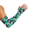 Teal And Black Camouflage Print Sun Protection Arm Sleeves