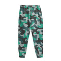 Teal And Black Camouflage Print Sweatpants