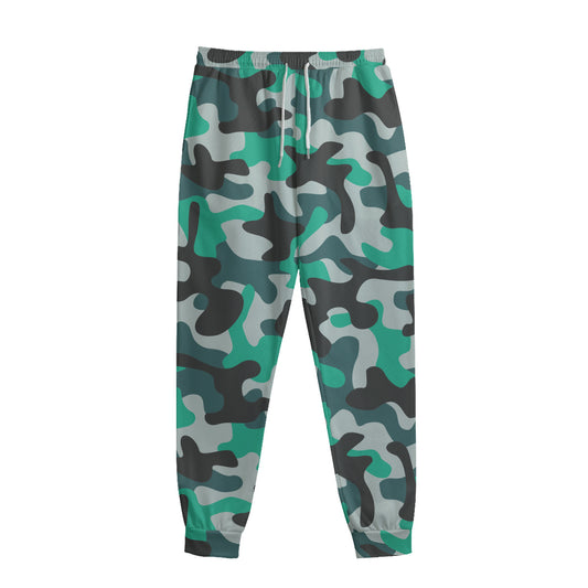 Teal And Black Camouflage Print Sweatpants