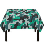 Teal And Black Camouflage Print Tablecloth