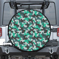 Teal And Black Camouflage Print Tire Cover