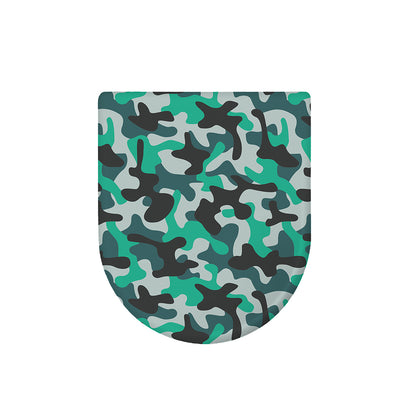 Teal And Black Camouflage Print Toilet Lid Cover
