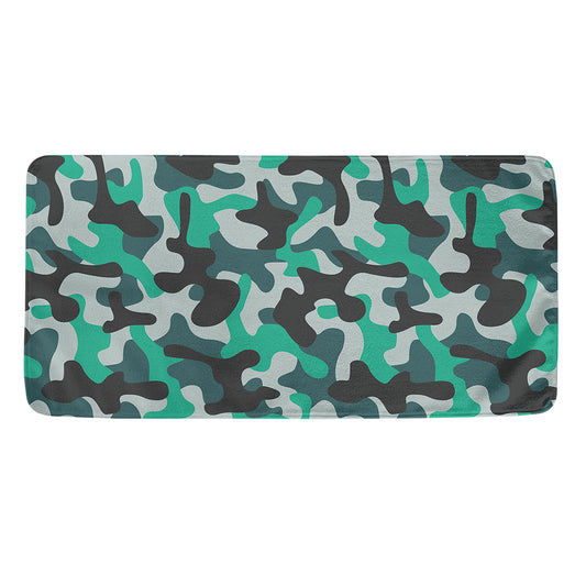 Teal And Black Camouflage Print Towel