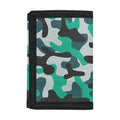 Teal And Black Camouflage Print Trifold Wallet