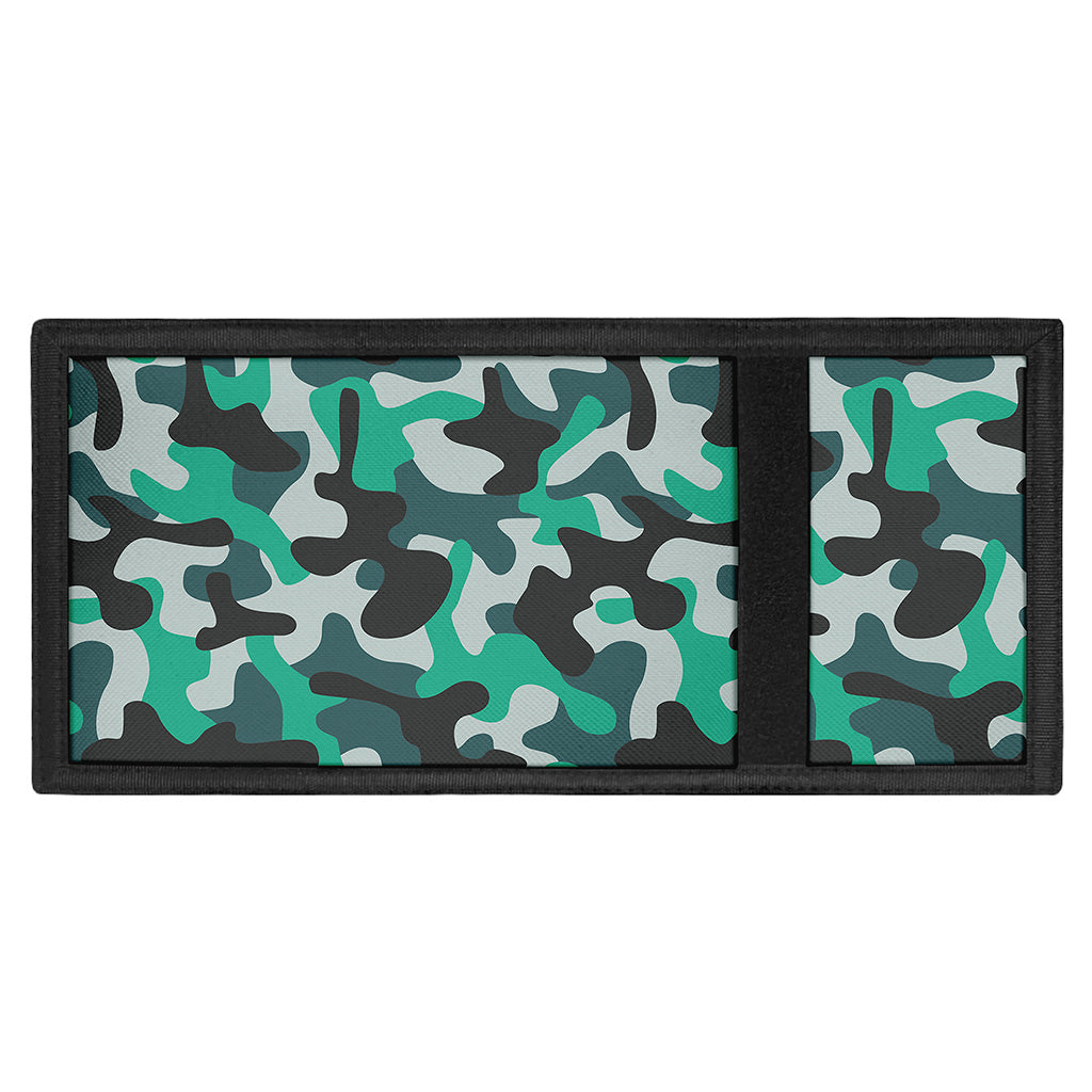 Teal And Black Camouflage Print Trifold Wallet