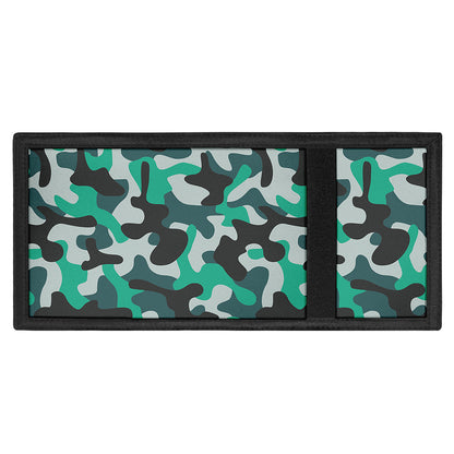 Teal And Black Camouflage Print Trifold Wallet