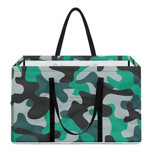 Teal And Black Camouflage Print Utility Tote Bag