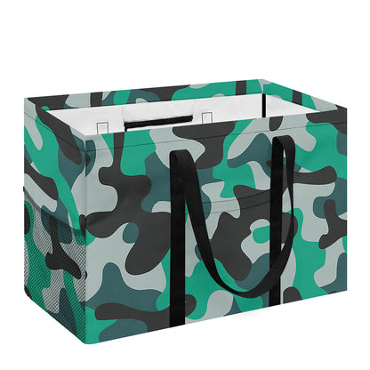 Teal And Black Camouflage Print Utility Tote Bag