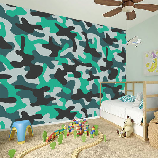 Teal And Black Camouflage Print Wall Sticker