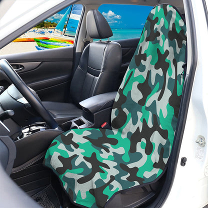 Teal And Black Camouflage Print Waterproof Car Seat Cover