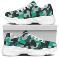 Teal And Black Camouflage Print White Chunky Shoes