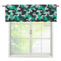Teal And Black Camouflage Print Window Valance