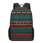 Teal And Brown Aztec Pattern Print 17 Inch Backpack